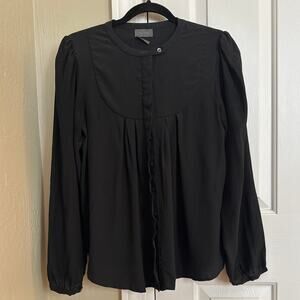 Vintage HALSTON Made Italy 100% Silk Black Pleated Blouse 1990s/Y2K IT 40 US 4/6